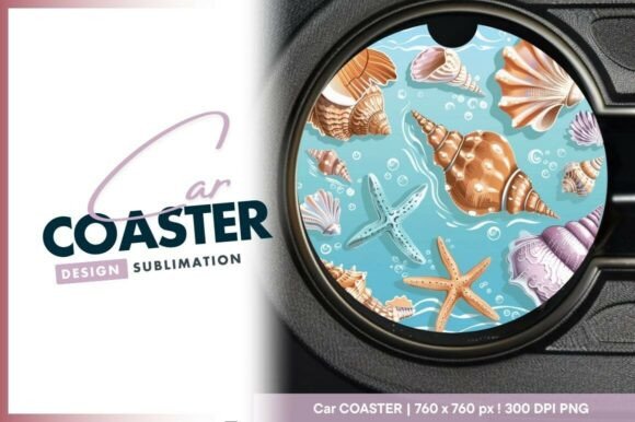 Download Round Car Coaster Png with Seashells - Coaster png Collection