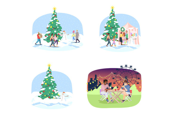 Download Fun Fair Flat Vector Illustrations Set - Illustration Collection
