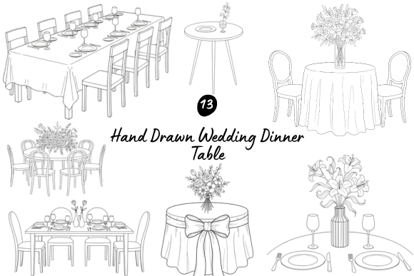 Download Hand Drawn Wedding Table Illustrations - Illustration Collection