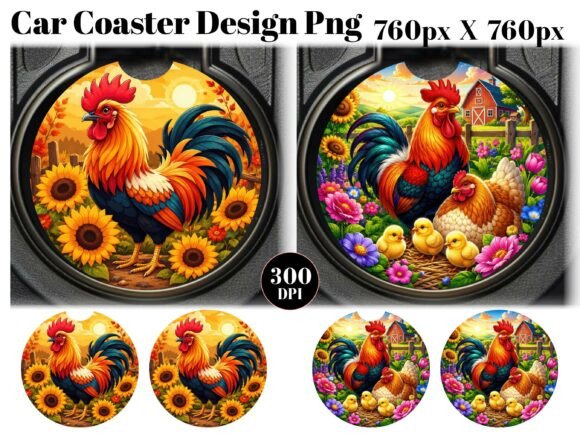 Download Chickens Car Coaster PNG Sublimation - Coaster png Collection
