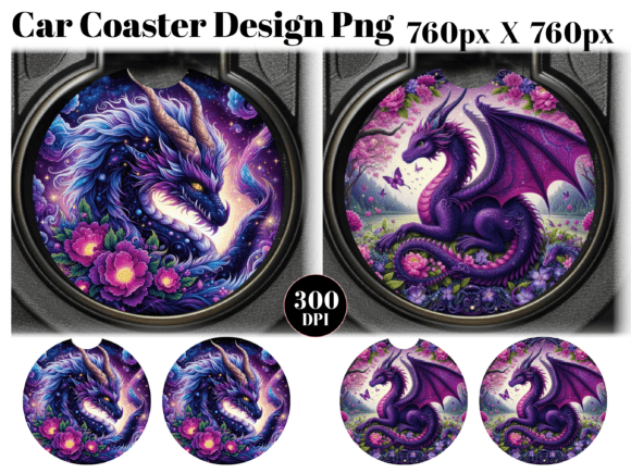 Download Purple Dragon Floral Car Coaster PNG - Coaster png Collection