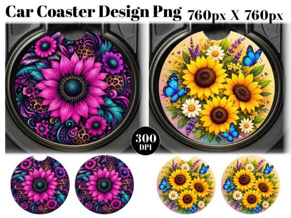 Download Sunflower Car Coaster PNG Sublimation - Coaster png Collection