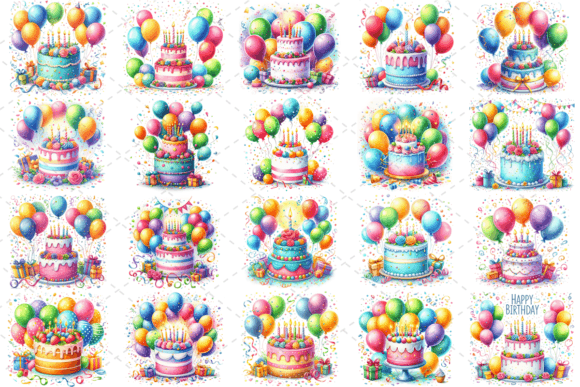 Download 20 Watercolor Birthday Cake Bundle - Birthday cake Collection